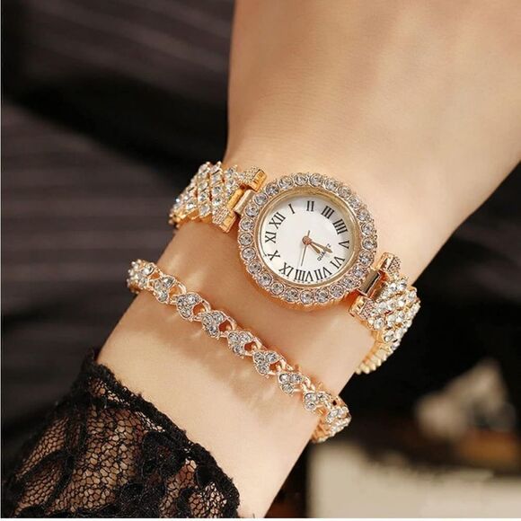 Rose Gold Watch and Tennis Bracelet Set - Picture 1 of 6